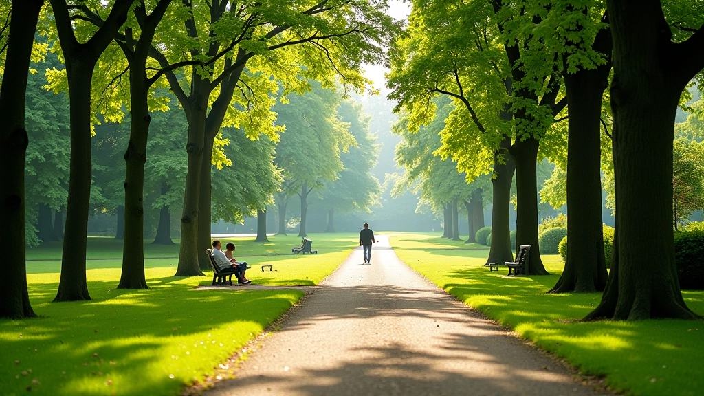 Kadrioru park järve lähedal, roheline maastik, jooksutee kõrval pargipink, rahulik sügishommik